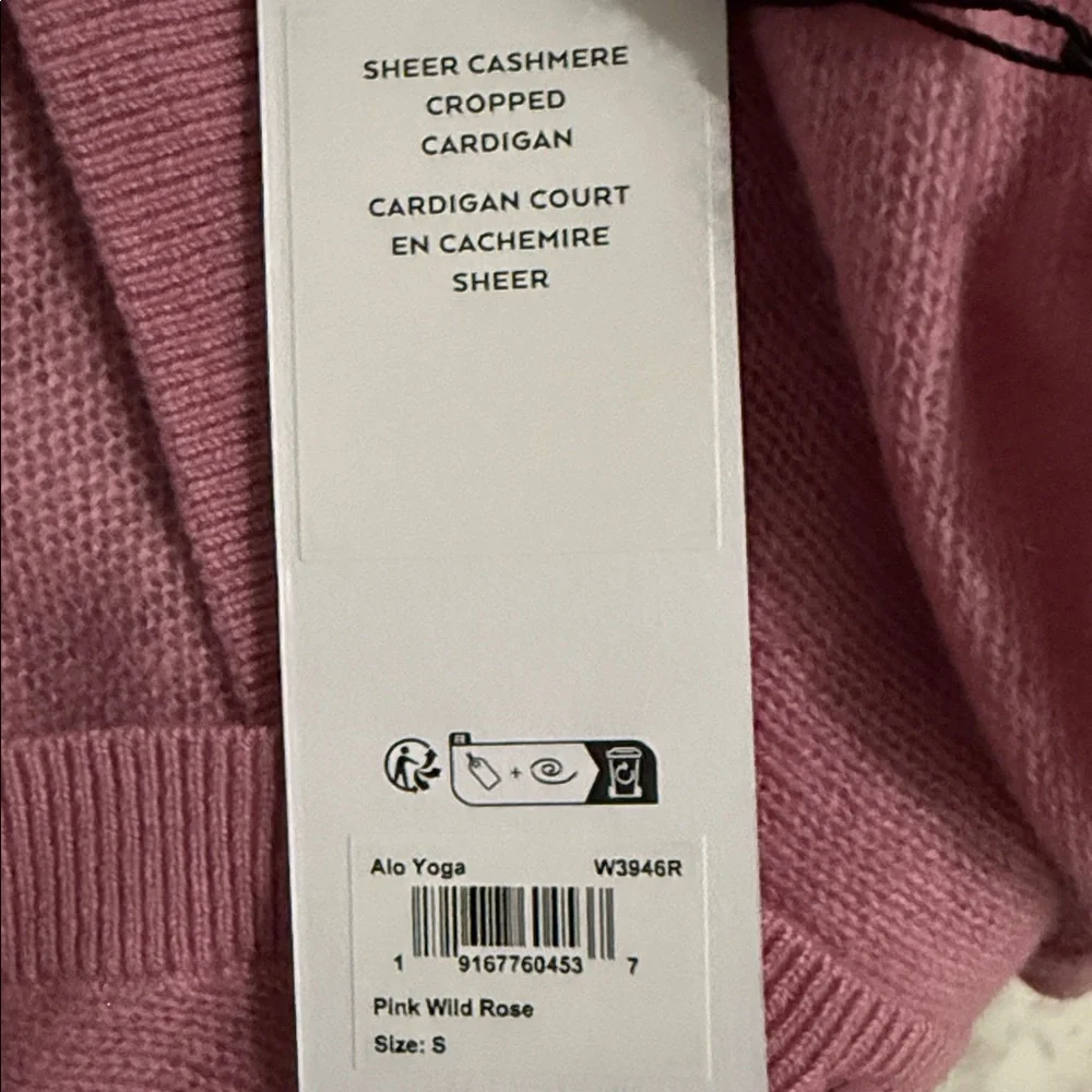 ALO YOGA | ✨NEW✨ Sheer Cashmere Cropped Cardigan in Pink Wild Rose